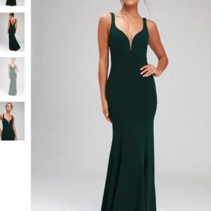 NWT Lulus Aperitif Emerald Green Maxi Dress